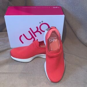 Ryka Women's Slip-On Knit Sneakers in Cayenne Red
